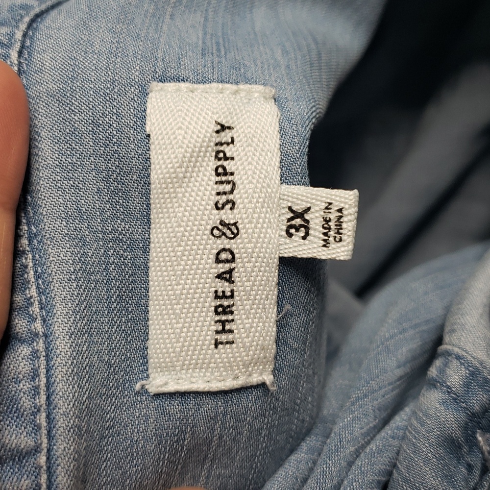 Thread & Supply Tencel Lyocell Button Up Denim Blue Shirt Size 3X Coastal Pocket - Picture 5 of 14